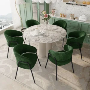 Lot de 6 chaise de salle à manger moderne en velours d'agneau Spraygold avec finition dorée (1 pc), avec pieds dorés...
