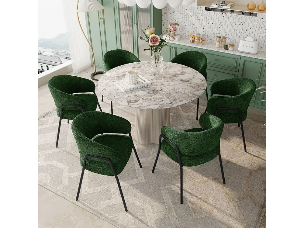Lot de 6 chaise de salle à manger moderne en velours d'agneau Spraygold avec finition dorée (1 pc), avec pieds dorés...