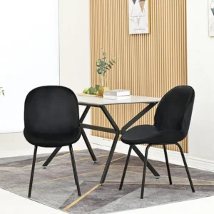 Lot de 2 chaises de salle à manger - dossier rond, assise en velours, structure en métal, pied en doré - pour cuisine, sal...