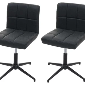 Cadiz II eetkamerstoel (set van 2), donkergrijs kunstleer, zwart onderstel MCW