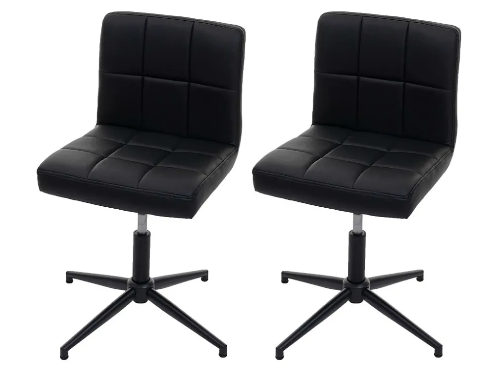 Cadiz II eetkamerstoel (set van 2), kunstleer zwart, voet zwart MCW