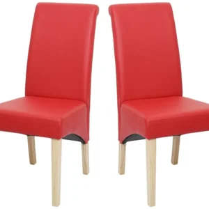 Cesena eetkamerstoel (set van 2), Kunstleer Mat, Rood, Lichte Voeten MCW
