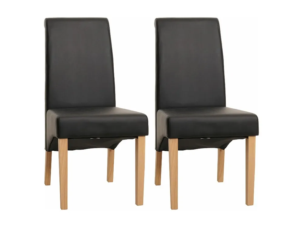 Cesena eetkamerstoel (set van 2), mat imitatieleer, zwart, lichtgekleurde poten MCW