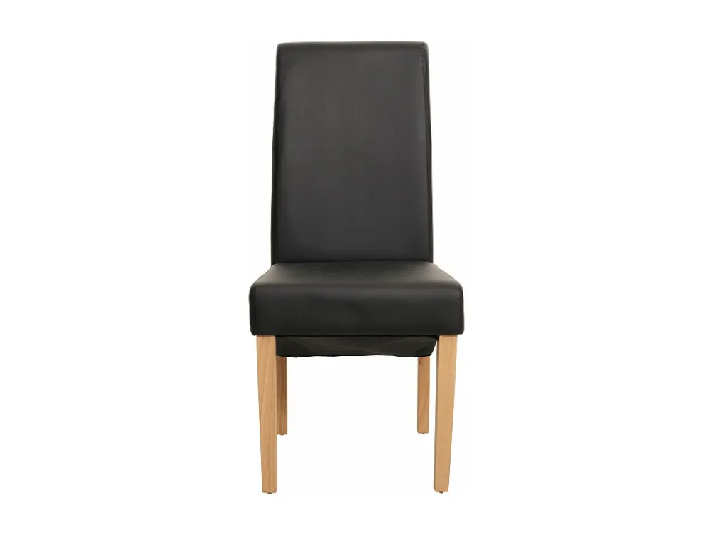 Cesena eetkamerstoel (set van 2), mat imitatieleer, zwart, lichtgekleurde poten MCW