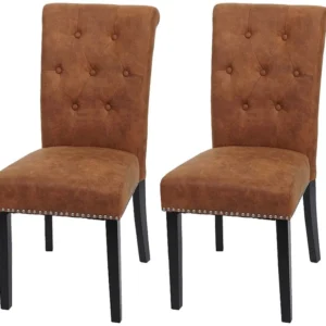 Chesterfield II eetkamerstoel (set van 2), Kunstsuède, donkere poten MCW