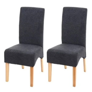 Crotone eetkamerstoel (set van 2), donkergrijs, lichte poten MCW