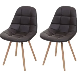 Eetkamerstoel MCW-A60 I (set van 2), kunstleer bruin