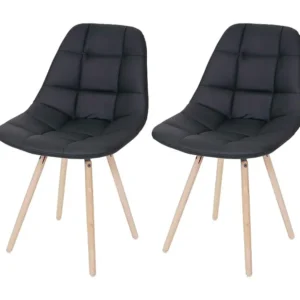 Eetkamerstoel MCW-A60 I (set van 2), kunstleer zwart