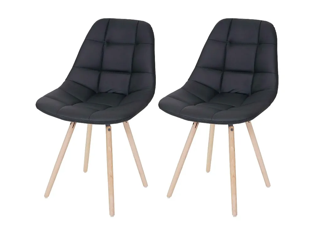 Eetkamerstoel MCW-A60 I (set van 2), kunstleer zwart