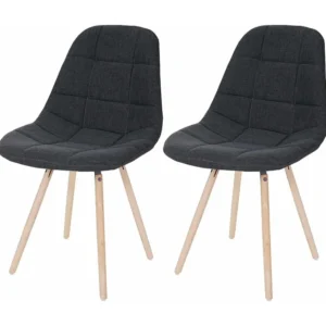 Eetkamerstoel MCW-A60 I (set van 2), stof/textiel donkergrijs