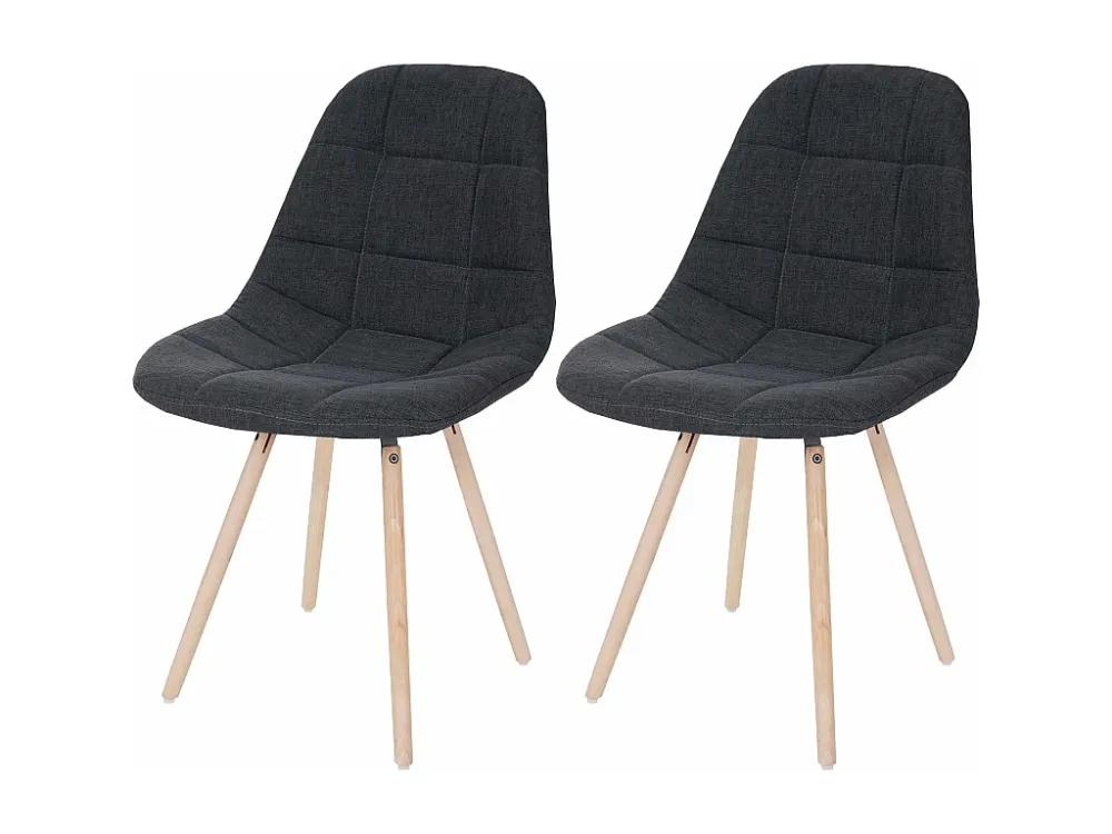 Eetkamerstoel MCW-A60 I (set van 2), stof/textiel donkergrijs