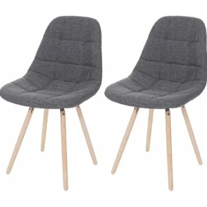 Eetkamerstoel MCW-A60 I (set van 2), stof/textiel grijs