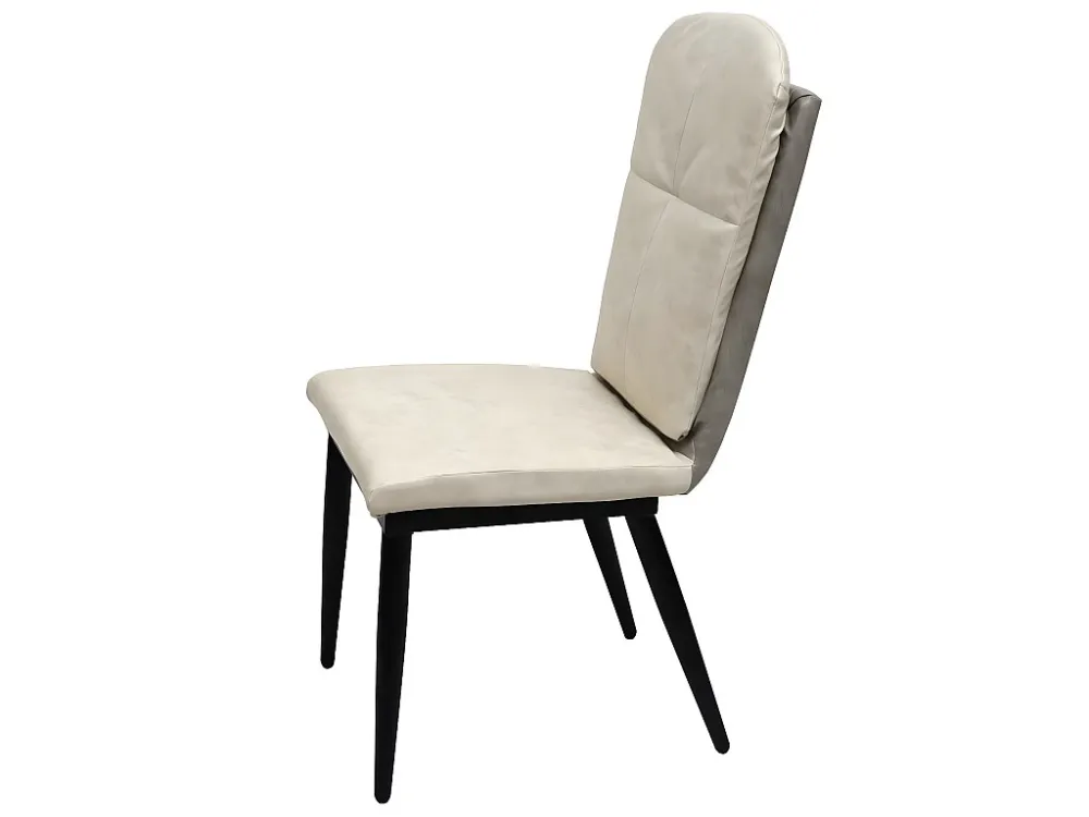 Eetkamerstoel MCW-G42 (set van 2), kunstleer, crème-grijs