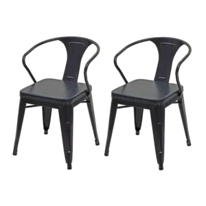 Eetkamerstoel MCW-H10d (set van 2), zwart-grijs