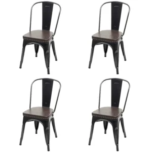 Eetkamerstoel MCW-H10e (set van 4), zwart-bruin