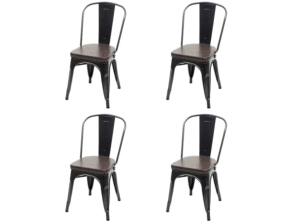 Eetkamerstoel MCW-H10e (set van 4), zwart-bruin