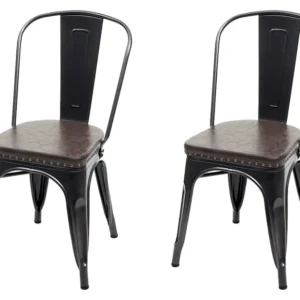 Eetkamerstoel MCW-H10e (set van 2), zwartbruin