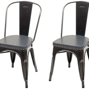 Eetkamerstoel MCW-H10e (set van 2), zwart-grijs