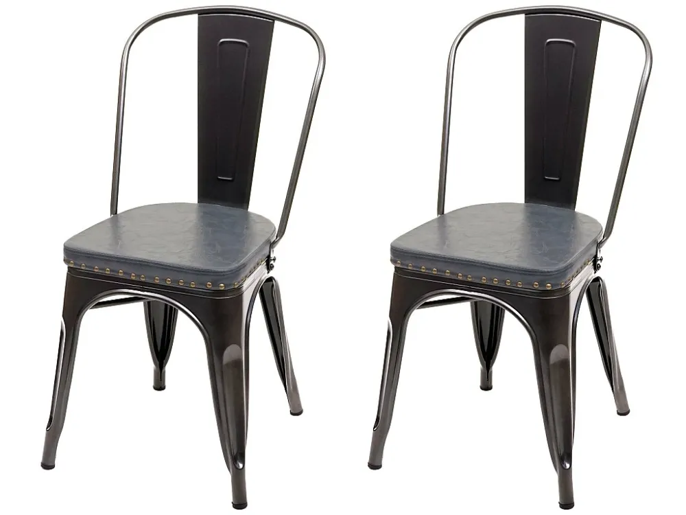 Eetkamerstoel MCW-H10e (set van 2), zwart-grijs