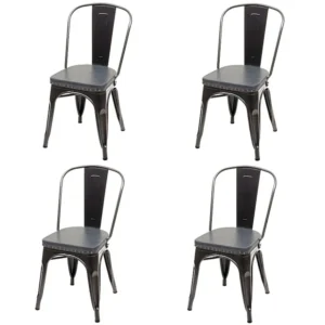 Eetkamerstoel MCW-H10e (set van 4), zwart-grijs