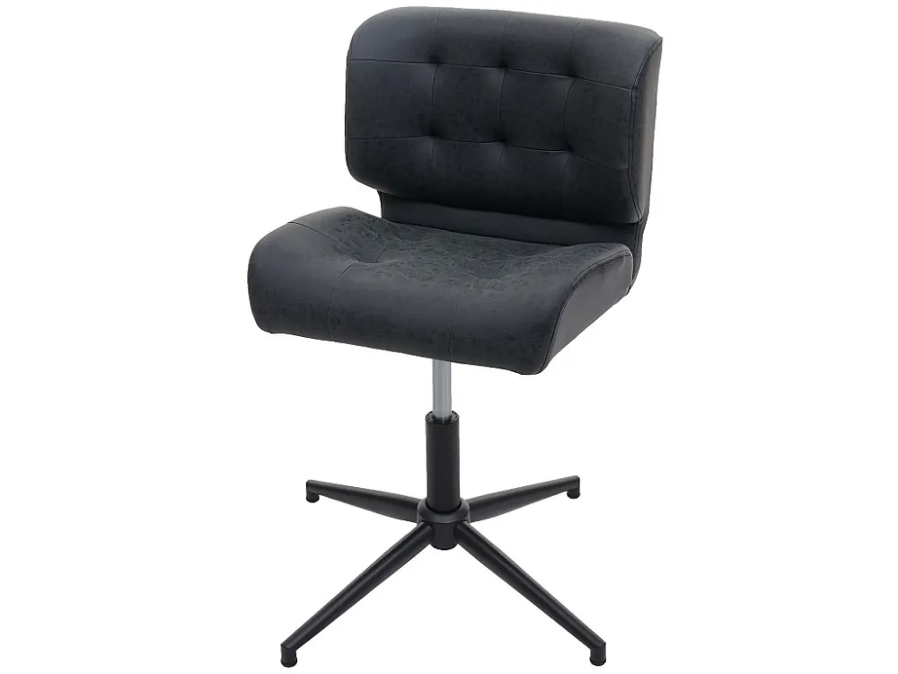 Eetkamerstoel MCW-H42, kunstleer vintage donkergrijs, onderstel zwart