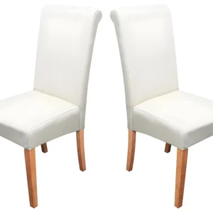 Lecce II eetkamerstoel (set van 2), crème, lichte poten MCW