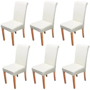 Lecce II eetkamerstoel (set van 6), crème, lichte poten MCW