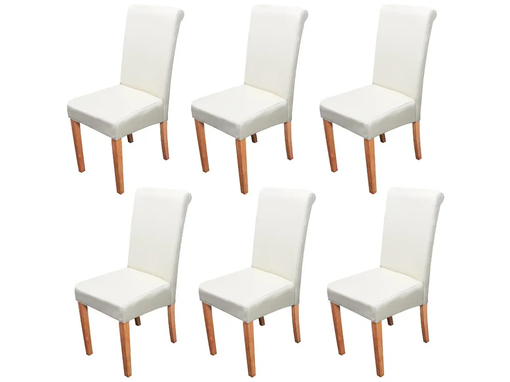 Lecce II eetkamerstoel (set van 6), crème, lichte poten MCW