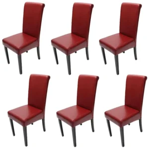 Lecce II eetkamerstoel (set van 6), rood, donkere poten MCW