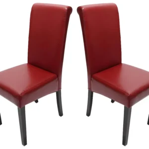 Lecce II eetkamerstoel (set van 2), rood, donkere poten MCW