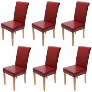 Lecce II eetkamerstoel (set van 6), rood, lichte poten MCW