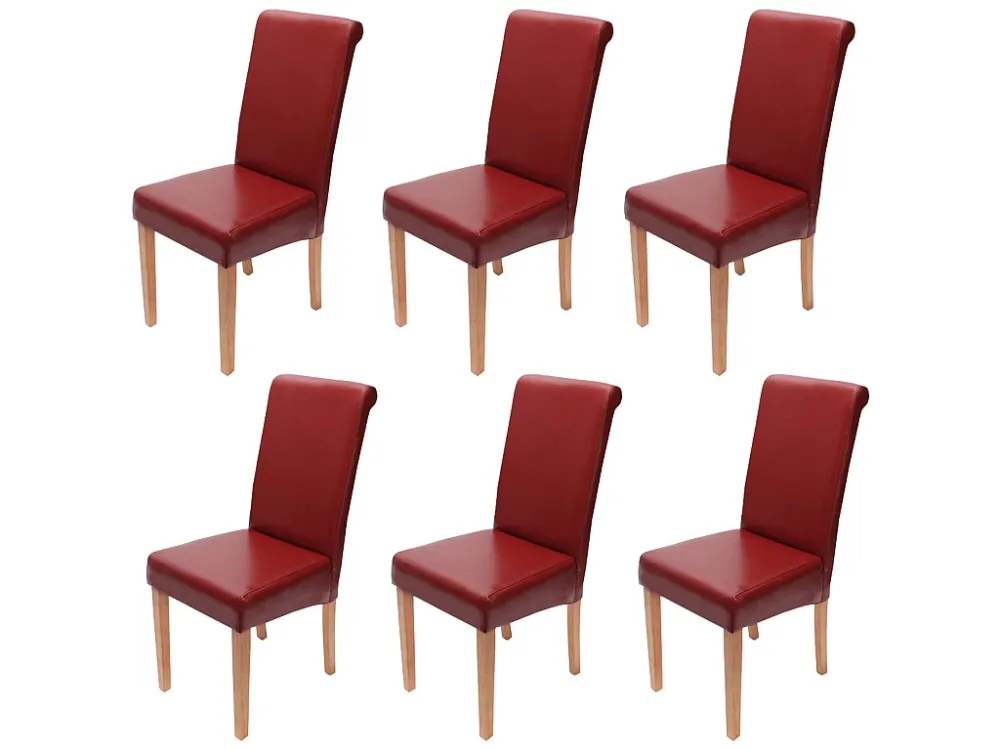 Lecce II eetkamerstoel (set van 6), rood, lichte poten MCW
