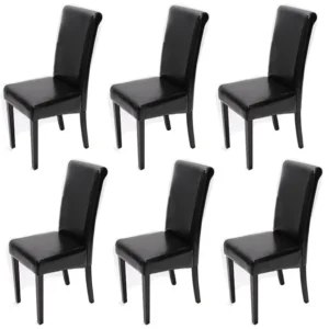 Lecce II eetkamerstoel (set van 6), zwart, donkere poten MCW