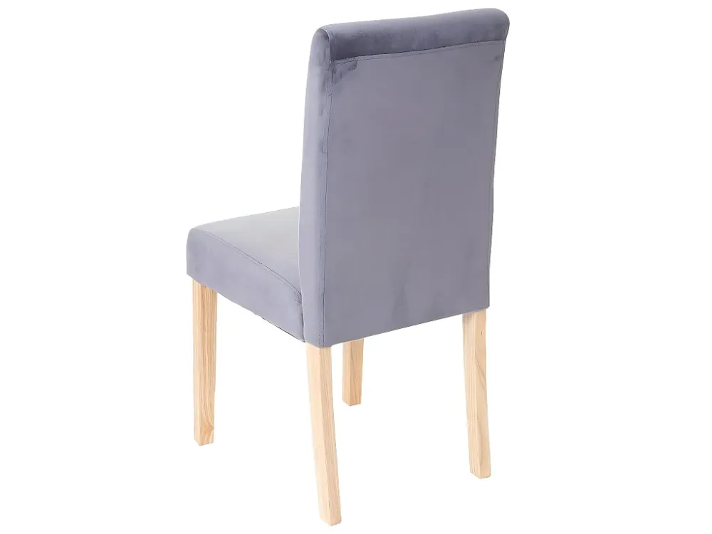 Littau fluwelen eetkamerstoel (set van 2), grijs, lichte poten MCW