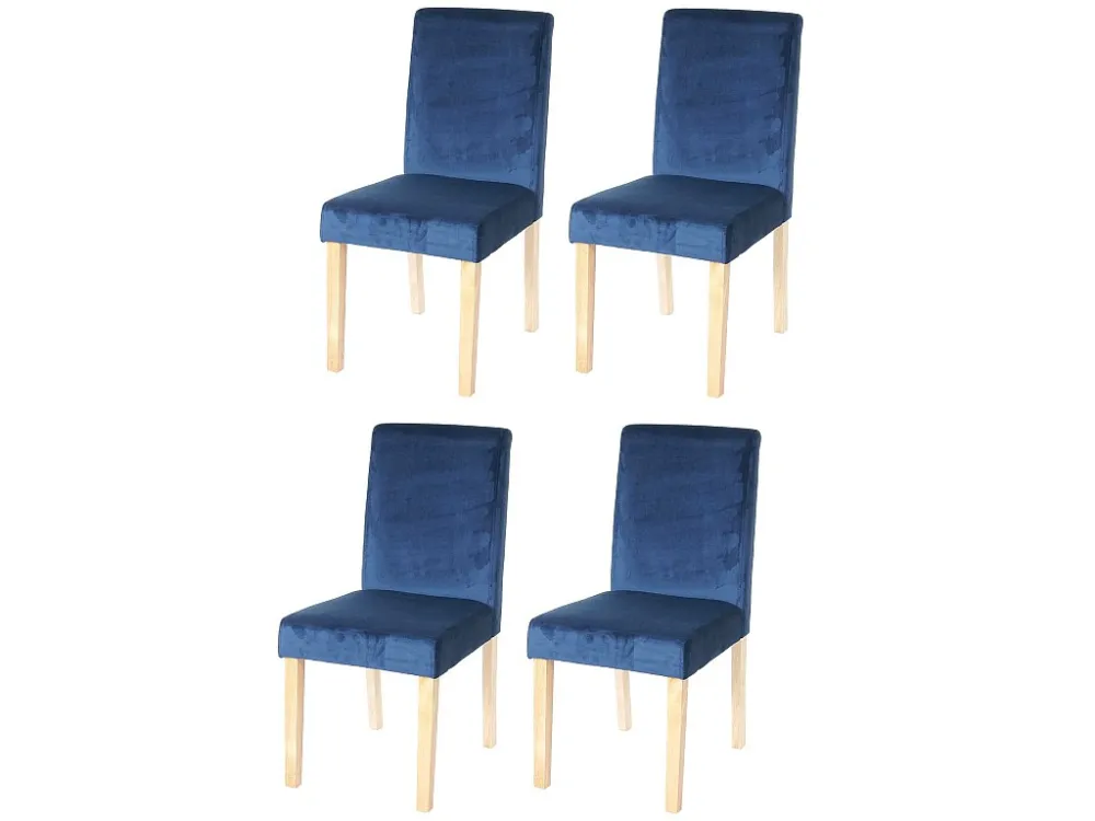 Littau fluwelen eetkamerstoel (set van 4), petrolblauw, lichte poten MCW