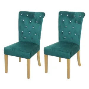 MCW-D22 eetkamerstoel (set van 2), donkergroen, goudkleurige poten