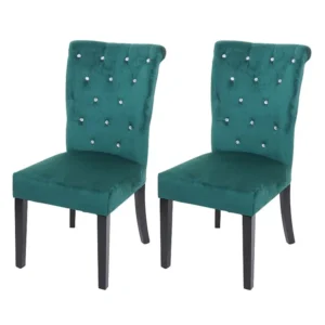 MCW-D22 eetkamerstoel (set van 2), donkergroen, zwarte poten