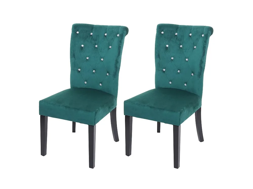 MCW-D22 eetkamerstoel (set van 2), donkergroen, zwarte poten