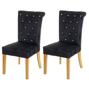MCW-D22 eetkamerstoel (set van 2), zwart, goudkleurige poten