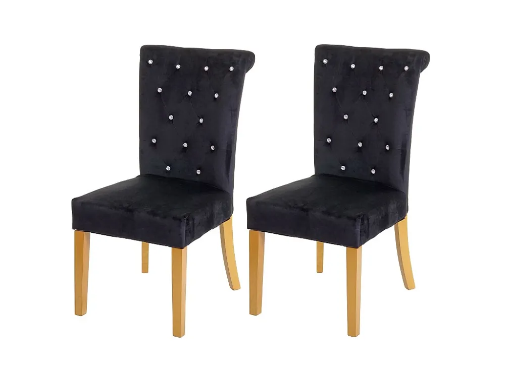 MCW-D22 eetkamerstoel (set van 2), zwart, goudkleurige poten