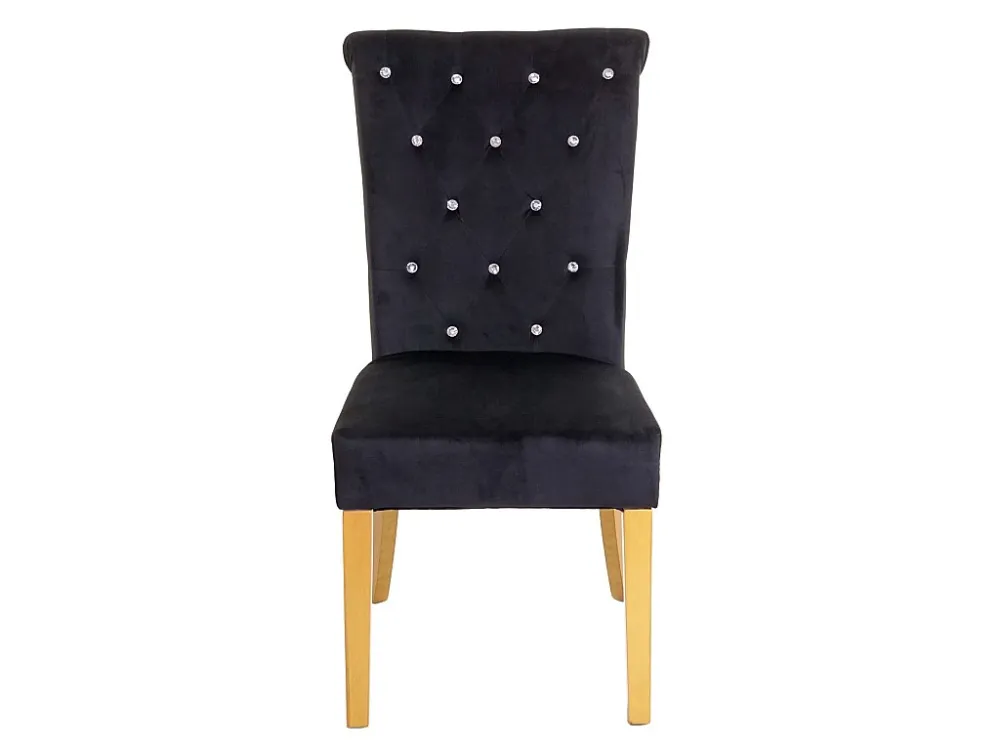 MCW-D22 eetkamerstoel (set van 2), zwart, goudkleurige poten