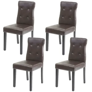 MCW-E58 eetkamerstoel (set van 4), kunstleer bruin, donkere poten