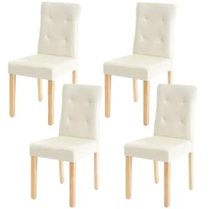 MCW-E58 eetkamerstoel (set van 4), kunstleer crème, lichte poten
