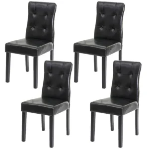 MCW-E58 eetkamerstoel (set van 4), kunstleer zwart, donkere poten