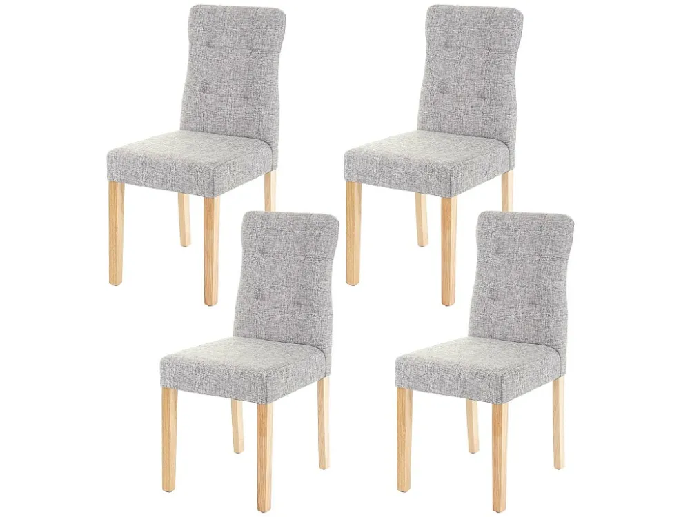 MCW-E58 eetkamerstoel (set van 4), stof/textiel grijs, lichte poten