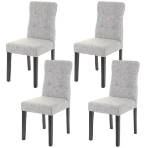 MCW-E58 eetkamerstoel (set van 4), stof/textiel grijs, donkere poten