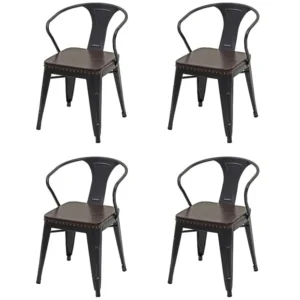 MCW-H10d eetkamerstoel (set van 4), zwart-bruin