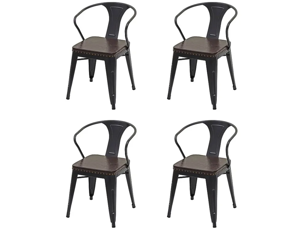 MCW-H10d eetkamerstoel (set van 4), zwart-bruin