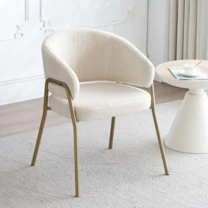 Eetkamerstoel fluweel en goud metaal - wit - 61 x 48 x 78 cm (1 stuk) Merax