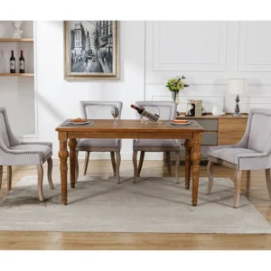 Luxe eetkamerstoel (keukenstoel, woonkamerstoel, 4-delig), gestoffeerde stoel met spijkerkopversiering, massief houten pot...
